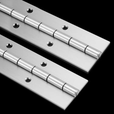 Imagem de Dobradiça de piano resistente, 2 peças de dobradiça de piano de aço inoxidável de 5 x 50 cm de comprimento, 0,2 cm de espessura, contínua, e dobradiças de piano, dobradiças de metal polido para móveis