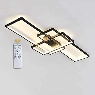 Imagem de Luminária de teto LED moderna regulável com controle remoto CCT ajustável de luz quente para fria, luz embutida, placa LED de 80 W, função de luz noturna, ideal para quarto e sala de estar,