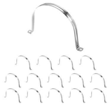 Imagem de HARFINGTON 10 braçadeiras de conduíte de 150 mm de 150 mm, braçadeira de tubo M150 U, correia rígida de aço inoxidável, suporte em forma de U com dois furos para fixação de fio de mangueira de tubo