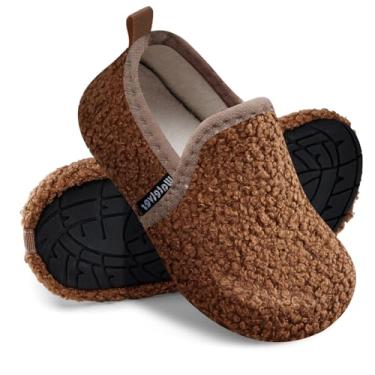 Imagem de WateLves Pantufas infantis para meninas e meninos, sapatos para casa, leves, antiderrapantes, para inverno, ambientes internos e externos, sapatos de caminhada, Marrom, 12.5-13 Little Kid