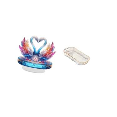 Imagem de Fenteer Escultura de Cisne em Acrílico, Peça Central para Decoração de Mesa E Armário com Bandeja Multifuncional para Servir Alimentos, Penteadeira de Banheir