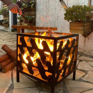 Imagem de Lareira a Lenha Portátil de Aço Carbono – Design Rústico e Eficiente para Áreas Externas