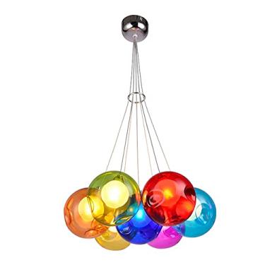 Imagem de Lustre de vidro colorido com bolhas, luminária pendente de teto, lustre de vidro moderno, luminária pendente faça você mesmo, lustre decorativo de teto (10/12 luzes)