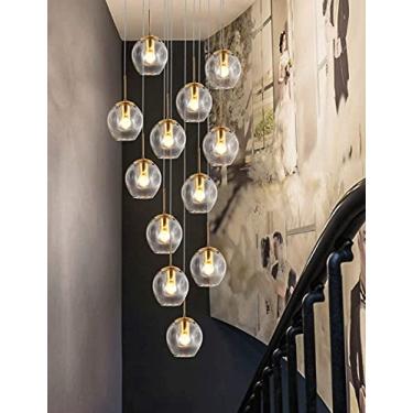 Imagem de Lustre loft duplex oco para sala de estar, moderno, criativo, hotel, villa, escada, teto alto, luminária pendente, minimalista, escada, longo, lustre, luz LED personalizável, tamanho 50x220c