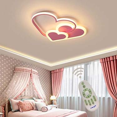 Imagem de Luminária de teto LED embutida para quarto de menina e menino, regulável com controle remoto, design moderno e romântico em formato de coração, abajur de acrílico para sala de estar, sala de