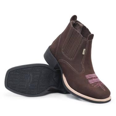 Imagem de Bota Botina Feminina Texana Montaria Rodeio Country Bico Quadrado Cano