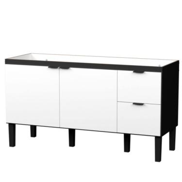 Imagem de Gabinete em Madeira Colibri Branco e Preto para Pias de 1,50 Metro com 2 Portas e 2 Gavetas - P101149 - COZIMAX