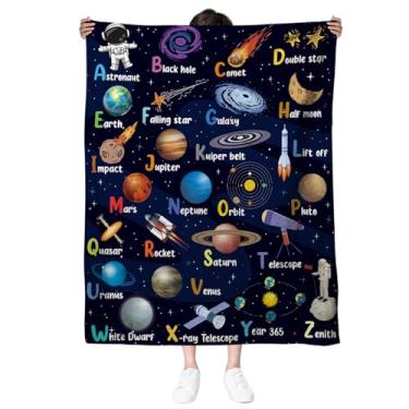 Imagem de Cobertor de espaço, cobertor infantil, cobertor para meninos, decoração de quarto com tema espacial, cobertor de galáxia de 50 x 60, presentes espaciais para crianças, cobertor de flanela super macio