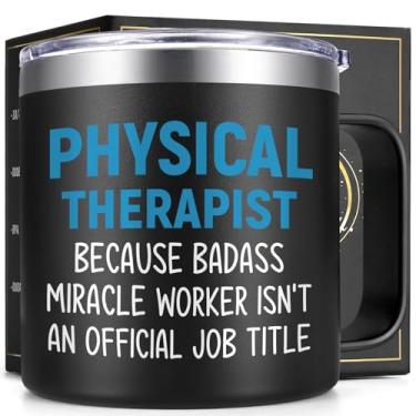 Imagem de Lifecapido Presentes de fisioterapia, caneca de café isolada de 400 ml, presentes de fisioterapeuta, presente de aniversário e Natal para fisioterapeuta, assistente físico, preto