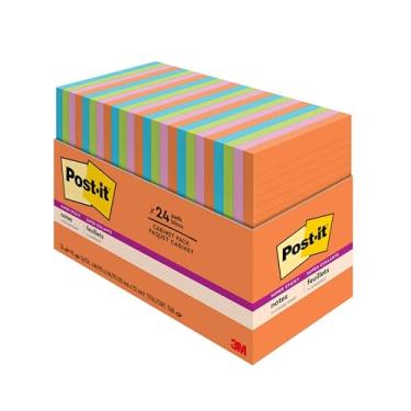 Imagem de Post-it Nota super adesiva Energy Boost Collection, 10 x 15 cm, forrado, 45 folhas/bloco, 24 blocos/pacote (660-24SSAU-CP)