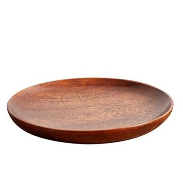 Imagem de Bandeja de armazenamento de frutas de madeira pratos redondos bolo de frutas, chá, café, sobremesa, bandeja de armazenamento de alimentos, organização de cozinha