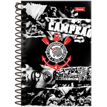 Imagem de Kit de Cadernetas Espirais, Foroni, Capa Dura, Corinthians, 80 Folhas, Pacote com 4