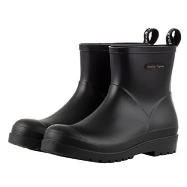 Imagem de planone Botas de chuva curtas femininas impermeáveis, sapatos de jardim, antideslizantes, palmilhas confortáveis, elegantes e leves, sapatos de chuva foscos, para trabalho ao ar livre, Preto, 10