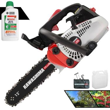 Imagem de Motosserra Kawashima KCS260P Plus À Gasolina 25,4cc Alta Potência e Rotação Sabre 12’` Leve e Ergonômica Ideal P/ Pomares e Tarugamento + ÓLEO STIHL