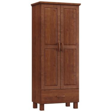 Imagem de Guarda Roupa Solteiro 2 Portas 1 Gaveta Madeira Maciça Selena F06 Imbuia - Lyam Decor