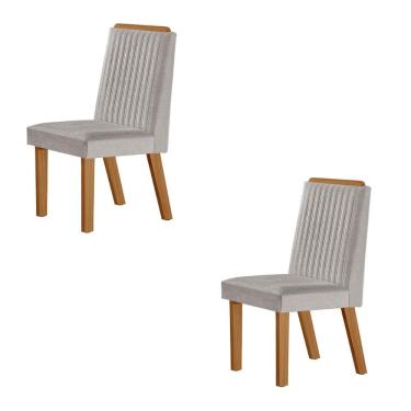 Imagem de Conjunto De 2 Cadeiras Riviera Com Tecido Linho Cinza Claro/cinamomo