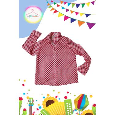 Imagem de Camisa de Manga comprida infantil Junino Xadrez Vermelho