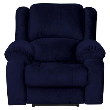 Imagem de Poltrona do Papai Reclinável Elétrica com Massagem e USB Magnum Veludo Azul Marinho - Gran Belo