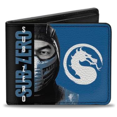 Imagem de Buckle-Down Carteira Mortal Kombat, Bifold, Mortal Kombat Sub Zero Pose e Face Black Blues, Couro Vegano