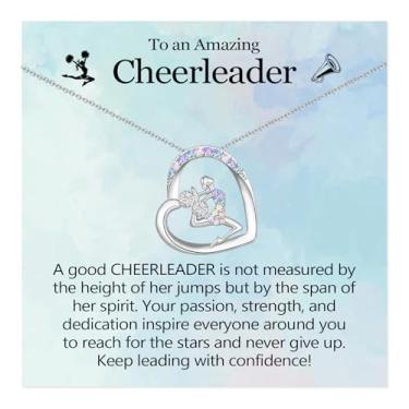 Imagem de PODLEV Presentes de líder de torcida para meninas, colar colorido com pingente de coração de zircônia cúbica, presentes de Natal, aniversário, formatura para filha, neta, sobrinha, amiga, equipe de