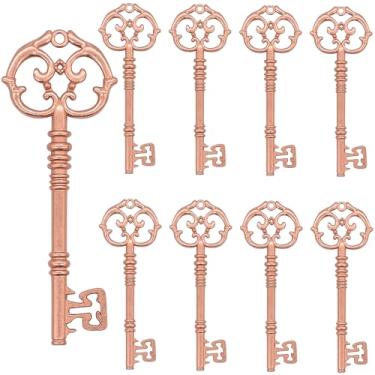 Imagem de Aokbean 20 peças de pingentes vintage com chaves antigas para confecção de joias, pingentes de metal com chaves antigas, artesanato DIY, colares, lembrancinhas para festas, decorações de Natal