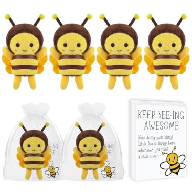 Imagem de RoundFunny 6 conjuntos de presentes positivos de abelha animal de pelúcia com cartões de apoio e bolsas de organza lembrancinhas de festa de formatura para professores, estudantes, funcionários