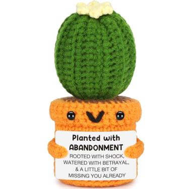 Imagem de Crochet Abandonment Cactus, Coworker Leaving Farewell Going Away Goodbye Gift for Friend, Funny Retirement Gift for Women Men