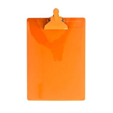 Imagem de Prancheta com Prendedor - Transparente e Resistente, Ideal para Escritório, Estudos e Desenhos Técnicos(Laranja)