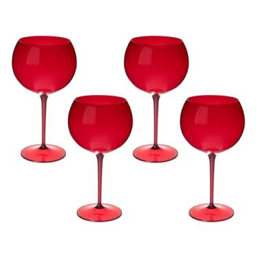 Imagem de Taça De Gin 600ml Kit 4pçs Acrílico Alto Padrão Resistente (VERMELHO)