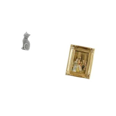 Imagem de Fenteer Escultura de Gato de Resina, Porta-retrato Decorativo, Estatueta de Animal, Ornamento, Suporte de Exibição Colecionável para Mesa, Estante de Livros,