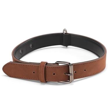 Imagem de Coleira Ajustável Com Dupla Espessura Reforçada Confortável Para Cachorro Grande Médio Pequeno Porte(Marrom,M (2,0cm))