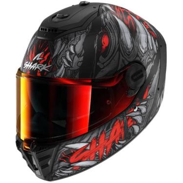 Imagem de Capacete Shark Spartan RS Shaytan KRA Preto Cinza e Vermelho Fosco-Masculino