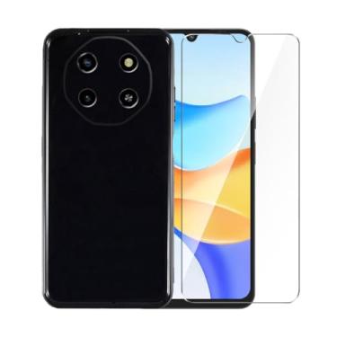 Imagem de WDMYLFTW Capa para Blackview Shark 6 + película protetora de tela de vidro temperado - capa protetora de TPU (preta)