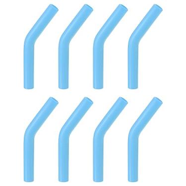 Imagem de 8 pontas de canudo de silicone, ponta de cotovelo de palha de silicone, capas de palha de metal macias e reutilizáveis adequadas para canudos de aço inoxidável de 8 mm/0,31" OD, azul celeste