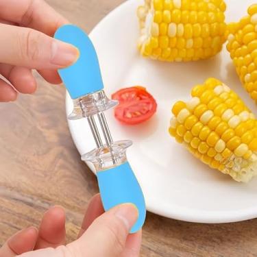 Imagem de 2 garfos de churrasco de aço inoxidável, ferramentas multiuso para churrasco ao ar livre para grelhar em casa, azul