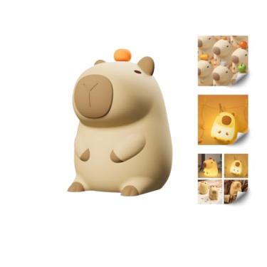Imagem de Luminária Infantil Capivara em Silicone, LED Recarregável USB, Abajur Decorativo para Quarto, Luz Noturna Portátil com Bateria Recarregável