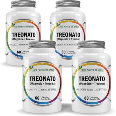 Imagem de 4x Treonato (Magnésio + Treonina) 600Mg 60 Caps Flora Nativa - Flora N