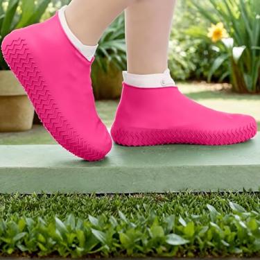 Imagem de Capas de sapato de emulsão à prova d'água para homens e mulheres, protetor de sapato de ajuste universal para uso externo e interno, reutilizável, antiderrapante, rosa, Large Wide