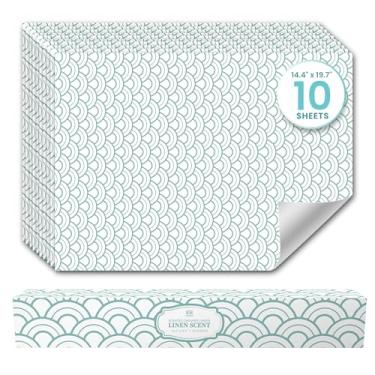 Imagem de Forros de gaveta perfumados Fresh Linen para gavetas de cômoda (10 folhas grandes, 50 cm x 36,5 cm) - Forro de papel de gaveta não adesivo para cômoda de quarto e prateleiras de armário da Linda's