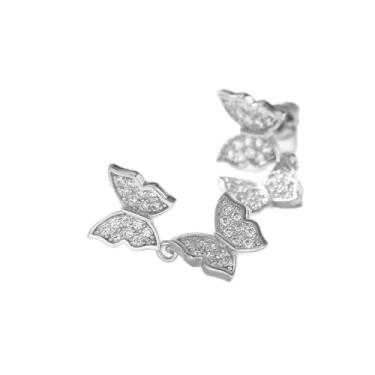 Imagem de Brincos pendentes de zircônia cúbica branca folheados a ouro branco para mulheres, casamentos, festas noturnas, brincos leves, joias de presente para ela