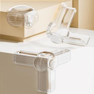 Imagem de Protetores de canto de mesa 4 peças - protetores de para-choques de silicone transparente com enchimento de bolhas, adesivo à prova d'água, T