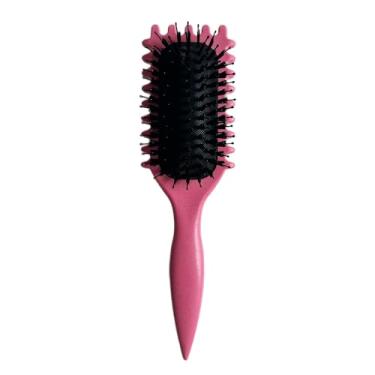 Imagem de Generic Escova definidora de cachos – Escova de cabelo encaracolado premium para cachos perfeitamente moldados e definidos – Desembaraçar e pentear – Rosa – Escova de cabelo encaracolado feminina