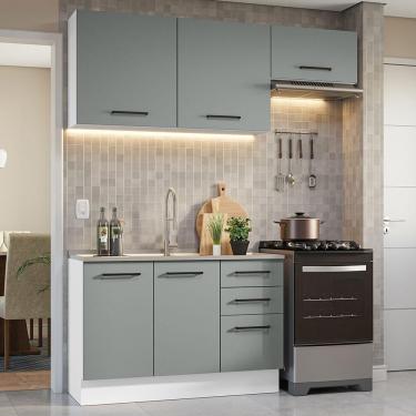 Imagem de Armário De Cozinha Compacta 180cm Branco/cinza Agata Madesa