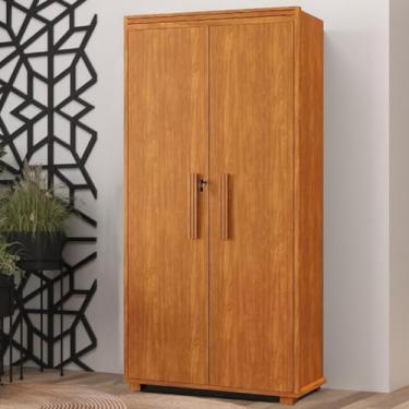 Imagem de Guarda-Roupa Multiuso 2 Portas MDF Armário Funcional com Puxadores Amadeirados (Nature)