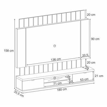 Imagem de Painel para TV até 55 Polegadas com Led Illusion 1,80 Off White/Cinamo