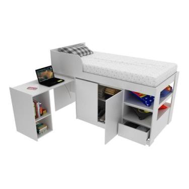 Imagem de Cama Solteiro Com Escrivaninha Multimóveis Vcr35067 Branco - MULTIMOVE