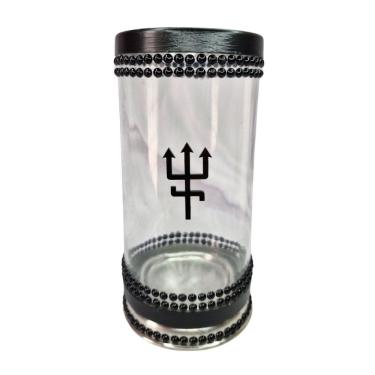 Imagem de Porta Vela 7 Dias 18Cm Vidro Exu Preto + Presente