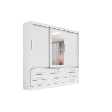 Imagem de Guarda Roupa Casal Meridian com Espelho 3 Portas 9 Gavetas com pés - D
