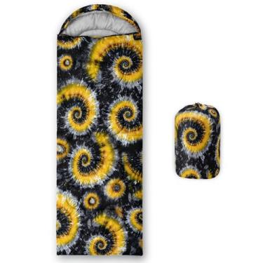 Imagem de QOOMO Sacos de dormir para acampamento com estampa tie dye, clima quente e frio, leve, impermeável, sacos de dormir para adultos e crianças, viagens e ao ar livre, equipamentos de acampamento