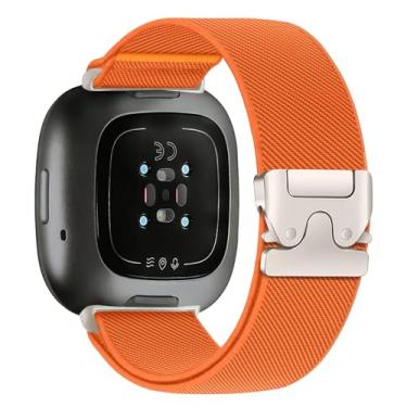 Imagem de Pulseiras de nylon elástico para Fitbit Versa 4/Versa 3/Sense 2/Sense 2/Sense, pulseira de relógio feminina e masculina, fivela de paraquedas, pulseira elástica macia, ajustável, esportiva de